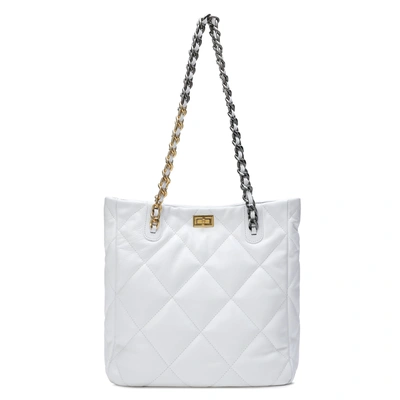 Tiffany & Fred Paris Tiffany & Fred Quilted Sheepskin Leather Tote/ Shoulder Bag In White