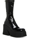 Steve Madden Arrow Womens Patent Square Toe Mid-calf Boots In Black