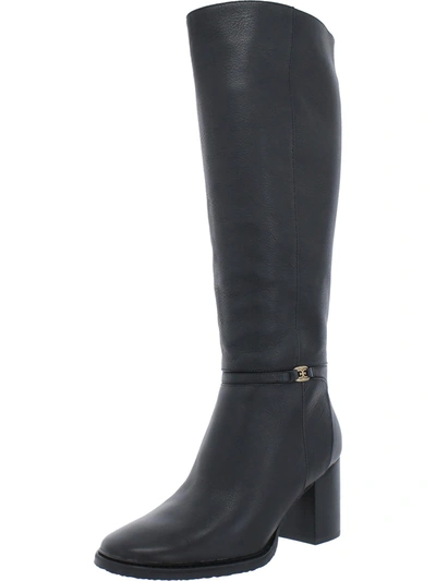 Sam Edelman Elsy Womens Leather Block Heel Knee-high Boots In Black