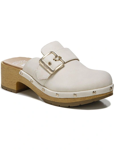 Dr. Scholl's Shoes Classic Womens Faux Leather Slip On Clogs In White