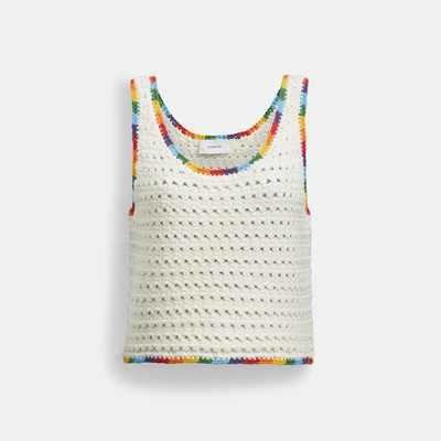 Coach Outlet Rainbow Trim Knit Tank In White