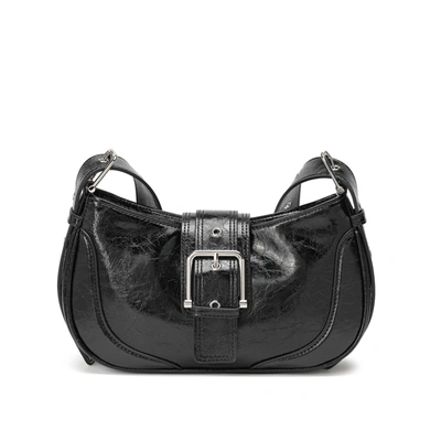Tiffany & Fred Paris Tiffany & Fred Cracked Leather Crossbody/shoulder Bag In Black