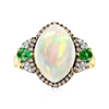 ROSS-SIMONS ETHIOPIAN OPAL AND EMERALD RING WITH . BROWN AND WHITE DIAMONDS IN 14KT YELLOW GOLD