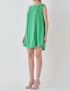 Endless Rose Pintuck Tie Belt Sleeveless Dress In Green