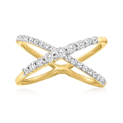 Ross-simons Diamond Crisscross Ring In 14kt Yellow Gold In White