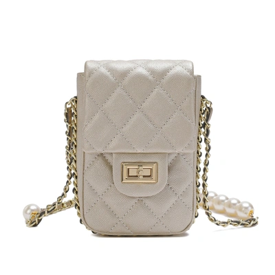 Tiffany & Fred Paris Tiffany & Fred Lizard Quilted Sheepskin Leather Crossbody Bag In White