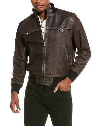 Iro Blunt Leather Jacket In Brown