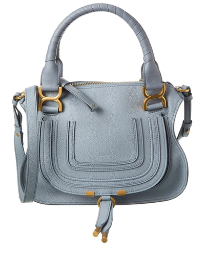 Chloé Marcie Small Leather Satchel In Blue