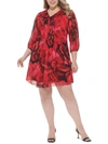 CALVIN KLEIN PLUS WOMENS FLORAL PINTUCK COCKTAIL AND PARTY DRESS