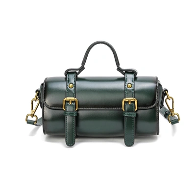 Tiffany & Fred Paris Tiffany & Fred Smooth Leather Barrel Shape Crossbow Bag In Green