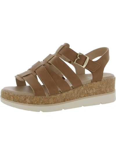 Dr. Scholl's Shoes Only You Womens Faux Leather Cork Wedge Sandals In Gold