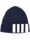 Thom Browne 4-bar Stripe Cashmere Beanie In Blue