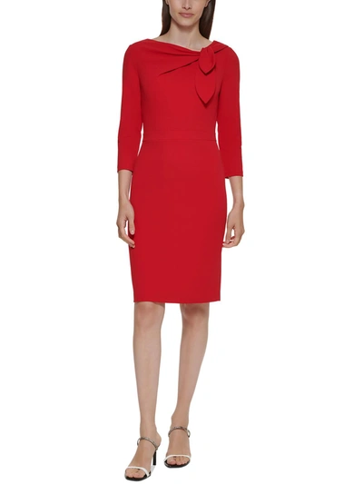Calvin Klein Womens Slit Knee Sheath Dress In Red