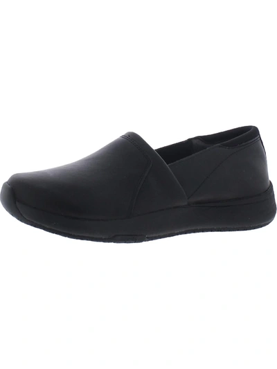 Dr. Scholl's Shoes Dive In Womens Faux Leather Slip On Work And Safety Shoes In Black