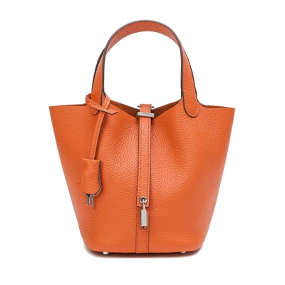 Tiffany & Fred Paris Tiffany & Fred Full-grain Leather Top-handle Bag In Orange