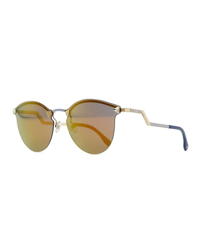 Fendi Rimless Sunglasses With Stepped Arms In Gold