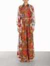Zimmermann Ginger Relaxed Pant In Cream/brown Floral In Multi
