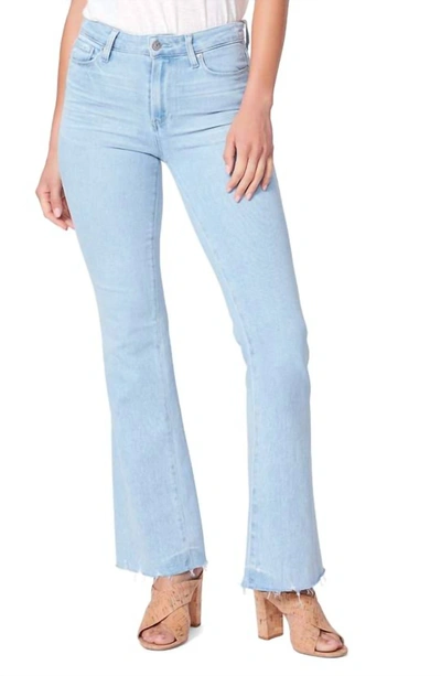 Paige Laurel Canyon High Waist Raw Hem Bootcut Jeans In Blue