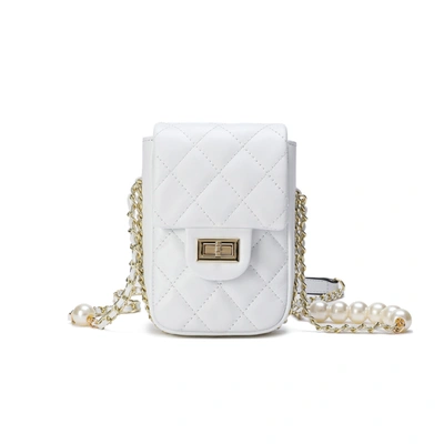 Tiffany & Fred Paris Tiffany & Fred Lizard Quilted Sheepskin Leather Crossbody Bag In White