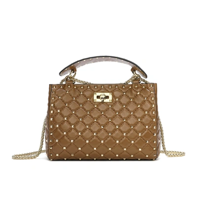 Tiffany & Fred Paris Tiffany & Fred Quilted & Studded Lambskin Leather Shoulder Bag In Brown