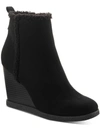 Sun + Stone Camillia F Womens Faux Suede Ankle Wedge Boots In Black