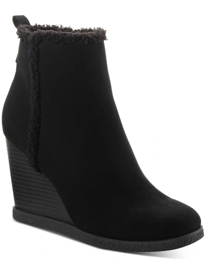 Sun + Stone Camillia F Womens Faux Suede Ankle Wedge Boots In Black