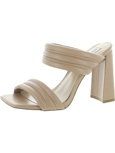 Steve Madden Tahani Womens Faux Leather Slip On Slide Sandals In Beige