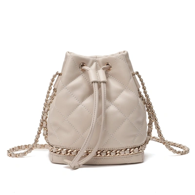 Tiffany & Fred Paris Full-grain Quilted Lambskin Leather Drawstring Bag In White