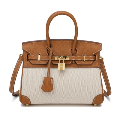 Tiffany & Fred Paris Tiffany & Fred Canvas & Leather Satchel/shoulder Bag In Beige
