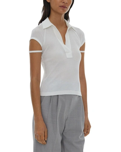 Helmut Lang Ribbed Cotton-jersey Polo Shirt In White