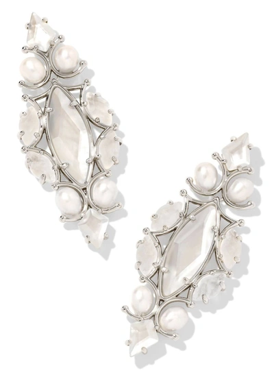 Kendra Scott Genevieve Mixed Mother Of Pearl & Cultured Freshwater Pearl Statement Earrings In Silver Ivory
