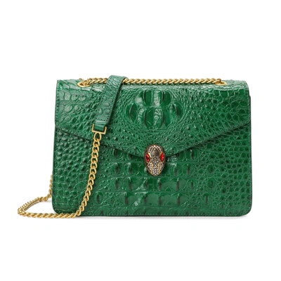 Tiffany & Fred Paris Tiffany & Fred Alligator Embossed Leather Shoulder Bag In Green