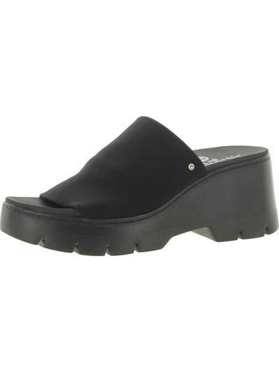 Dr. Scholl's Shoes Check Doubts Womens Slip-on Comfort Wedge Sandals In Black
