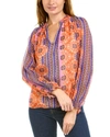 Elie Tahari Crinkle Bali Silk Shirt In Multi