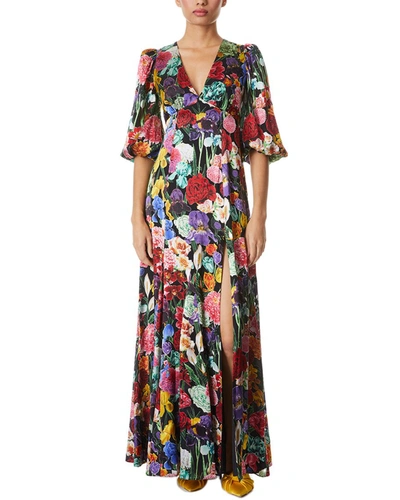 Alice And Olivia Tula Floral-print Devoré-satin Maxi Dress In Multicolor