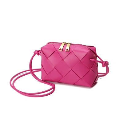 Tiffany & Fred Paris Tiffany & Fred Smooth Woven Leather Top-handle Crossbody/shoulder Bag In Pink