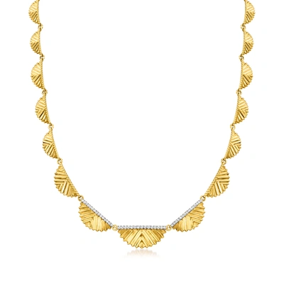 Ross-simons Diamond Fan Necklace In 18kt Gold Over Sterling In Multi