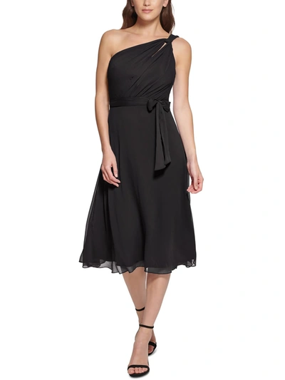 Dkny Womens Belted Midi Cocktail And Party Dress In Black