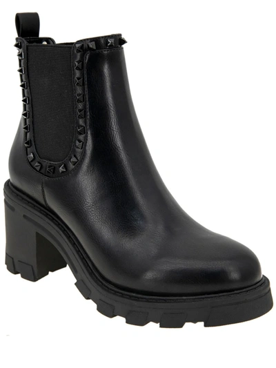 Bcbgeneration Trista Womens Leather Stretch Ankle Boots In Black