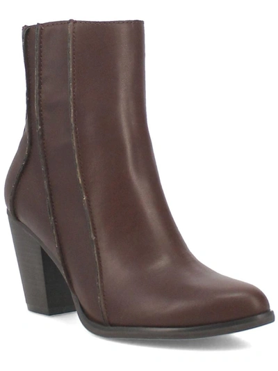 Code West Lingo Womens Faux Leather Almond Toe Ankle Boots In Brown