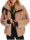 Sam Denver Faux Shearling Coat In Brown