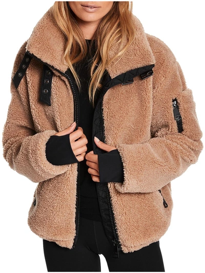 Sam Denver Faux Shearling Coat In Camel