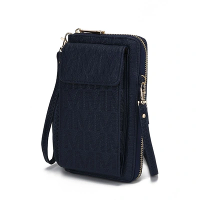 Mkf Collection By Mia K Caddy Vegan Leather Women's Phone Wallet Crossbody In Blue