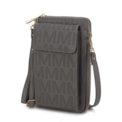 Mkf Collection By Mia K Caddy Vegan Leather Women's Phone Wallet Crossbody In Grey