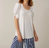 Joseph Ribkoff Puff Sleeves Top In Vanilla In White