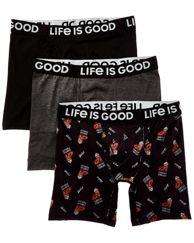 Life Is Good 3pk Super Soft Boxer Brief In Black