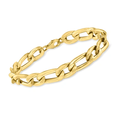 Ross-simons Italian 18kt Yellow Gold Curb-link Bracelet In White