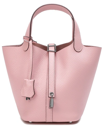 Tiffany & Fred Full-grain Leather Top Handle Bag In Pink