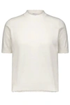 MINNIE ROSE WOMEN'S COTTON CASHMERE DISTRESSED BOXY TEE IN WHITE
