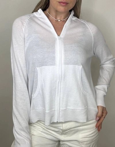 Elliott Lauren Zip Front Sweater In White